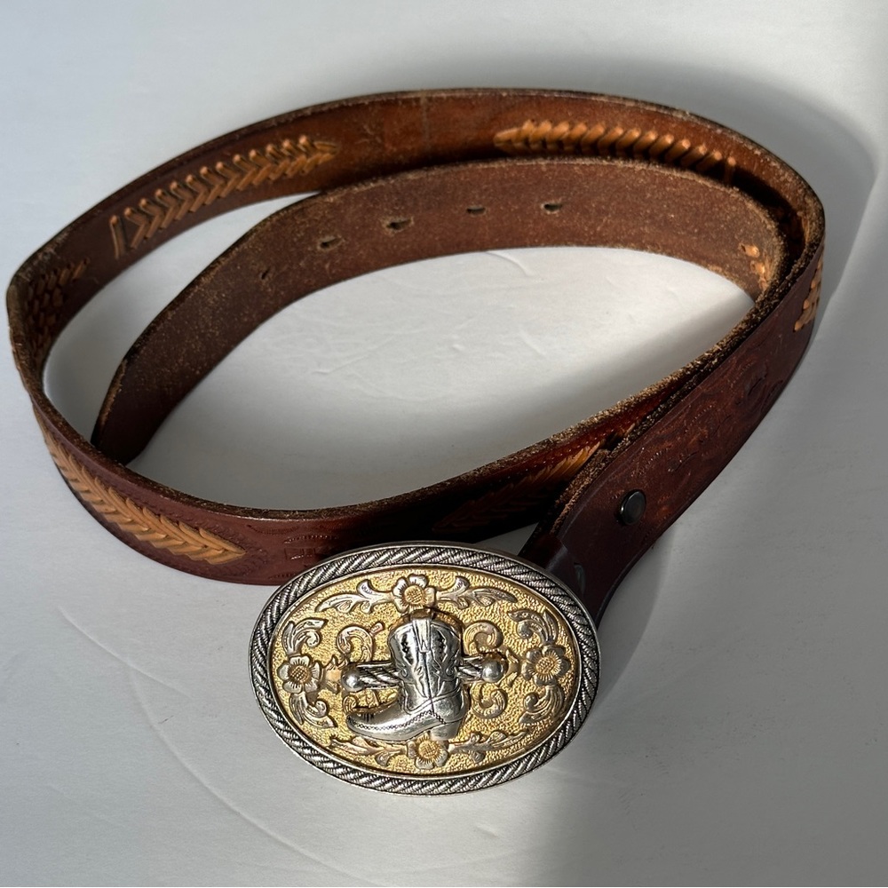 Western Style Genuine Leather Belt With Hole Puncher - size 38